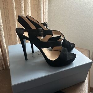Prada Women's Elegant Black Suede Heels